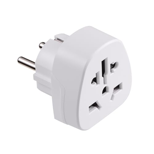 Ewent Adaptateur de Voyage Universel pour USA, Europe et Monde, 100% Compatible Prise Type A vers Schuko (E/E-F), UL App