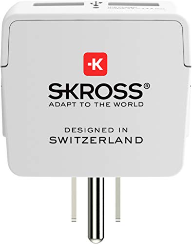 SKROSS - Adaptateur de Voyage Europe vers USA 2 USB 5V/|4A | Puissance 1500 W/250 V - Protection Anti-Choc Électrique