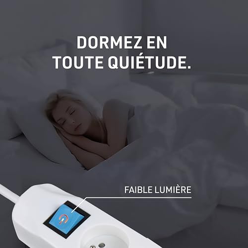 Bloc Multiprises avec interrupteur 4 prises | Sécurité intérieure | Conducteur 3G1 mm² | 1,5 m | Blanc | Haute capacité