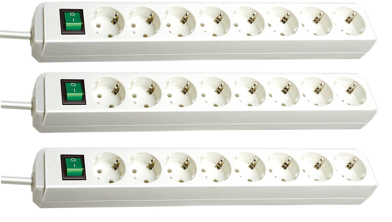Brennenstuhl Eco-Line Lot de 3 multiprises avec interrupteur Blanc | 8 prises 3 mètres | Économique et sûr | Idéal pour 