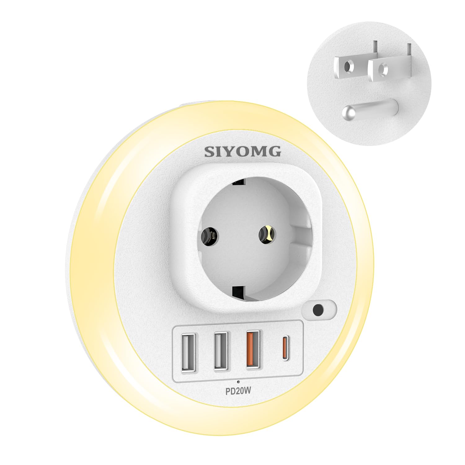 Adaptateur Prise Americaine Multiprise avec 3 USB et 1 USB-C, 4000W Prise Murale Universelle pour Domicile, Bureau, Voya