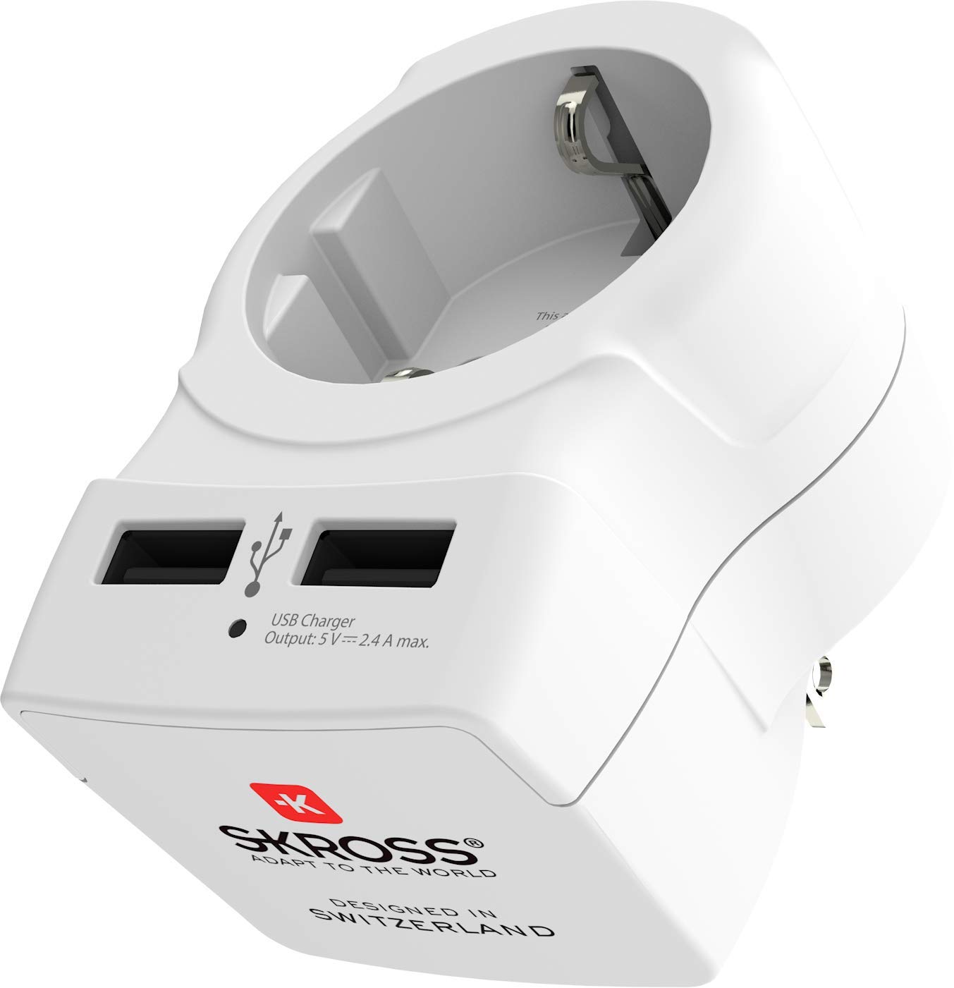 SKROSS - Adaptateur de Voyage Europe vers USA 2 USB 5V/|4A | Puissance 1500 W/250 V - Protection Anti-Choc Électrique